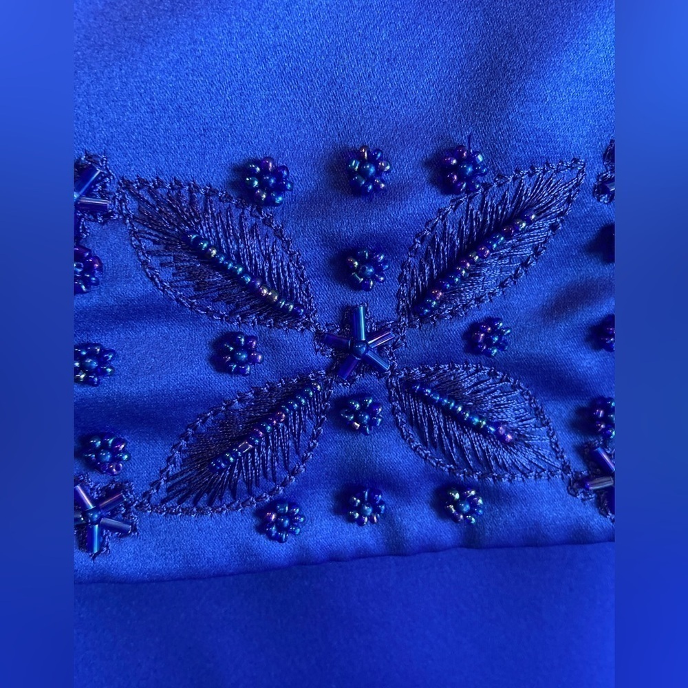 Donna Morgan~Lovely Beaded Formal Maxi Dress~Back Zipper~Short Sleeve~Size 14 - Picture 4 of 14